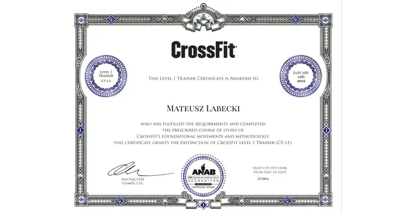 Certyfikat CrossFit Level 1